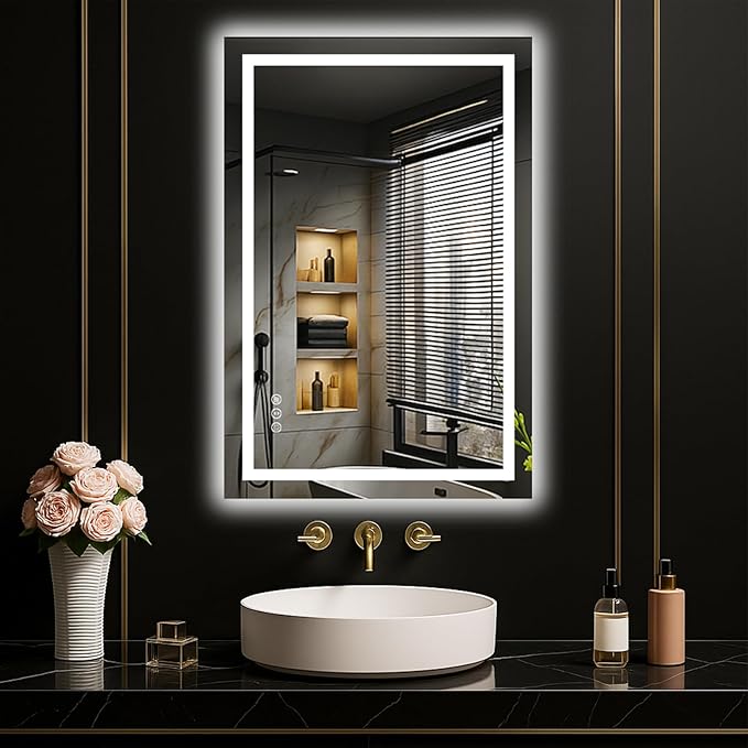 LOAAO 20"x30" LED Mirror for Bathroom, Lighted Bathroom Mirror with Lights, Anti-Fog, Dimmable, Memory Function, Easy to Install, Clear Reflection