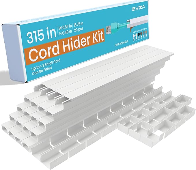 One Cord Channel Cable Concealer - 315in One-Cord Cover for Wall, Mini Wire Hider for 1-2 Wires, Paintable Electric Cable Cover for Outside, Wall Mount TV Cord Hider