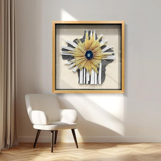 LIUZEYUE - Handmade paper art, artificial gemstone piece 3D mural living room modern wall decoration 31.5"x31.5"