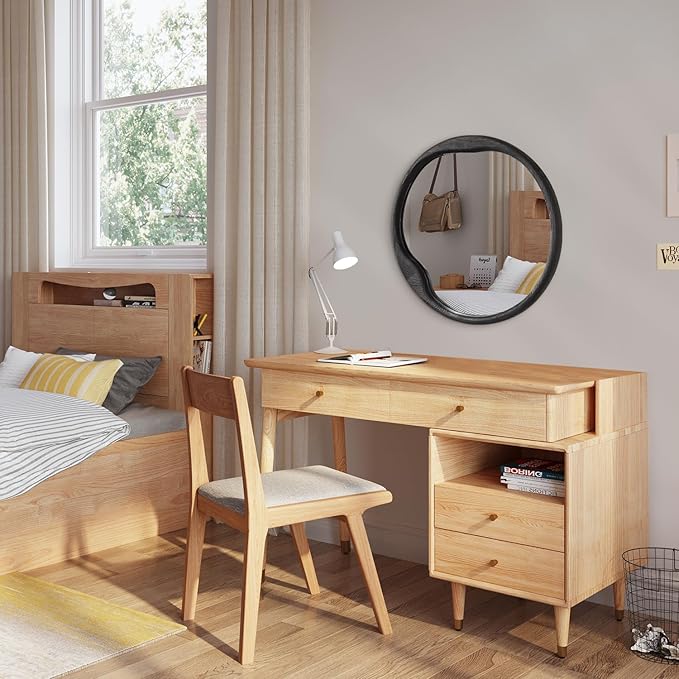 AOAOPQ Wall Mirror Modern Decorative Mirror Hanging Round Style for Bedroom Entryway Living Room and More 24-Inch Black