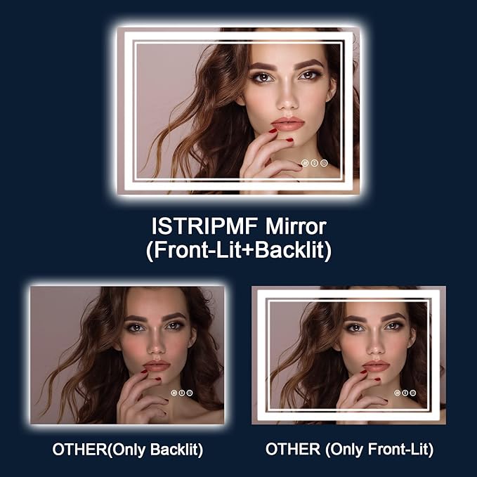 48 x 40 Inch LED Bathroom Mirror with Lights, Backlit and Front Lighted Bathroom Mirrors for Wall, Anti-Fog Dimmable Memory Shatterproof LED Vanity Mirror for Bathroom