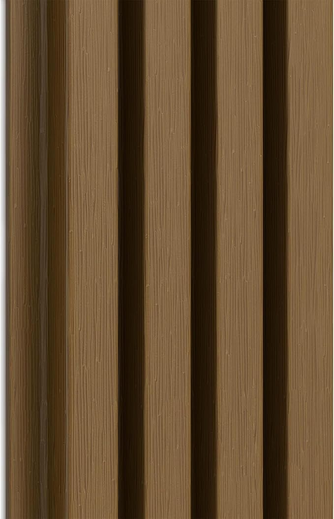 mondaria Wood Slat Wall Panel for Wall Décor, 3D Wood Plastic Composite Decorative Paneling for Outdoor Accent Wall Decor - 90.5 x 6.3 Inch(5 PCS, Teak)