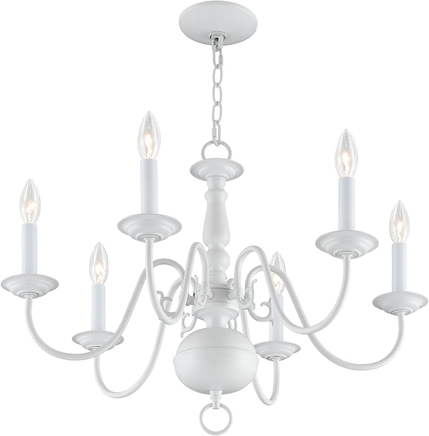 Livex Lighting 5006-03 Williamsburgh 6-Light Chandelier, White