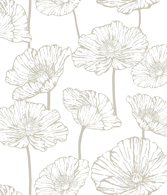 Orainege Peel and Stick Wallpaper Beige and White Floral Wallpaper 17.3inx118.1in Self Adhesive Contact Paper Removable Decorative Wall Paper for Bedroom Bathroom Cabinets Decor Vinyl