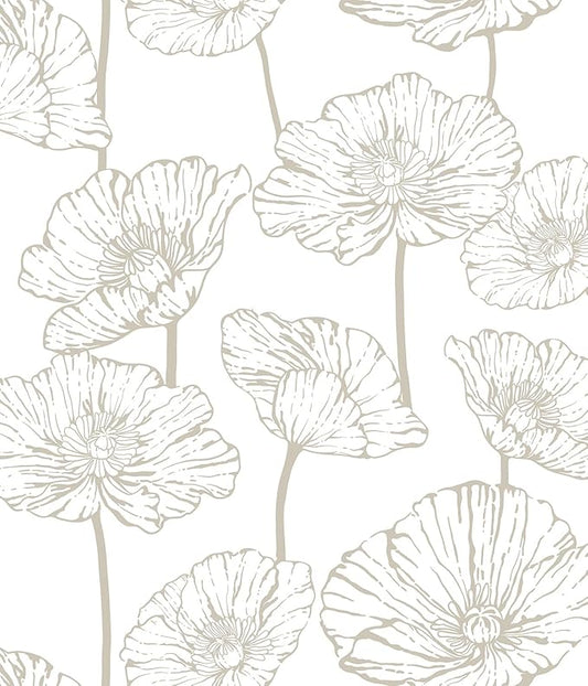 Orainege Peel and Stick Wallpaper Beige and White Floral Wallpaper 17.3inx393.7in Self Adhesive Contact Paper Removable Decorative Wall Paper for Bedroom Bathroom Cabinets Decor Vinyl