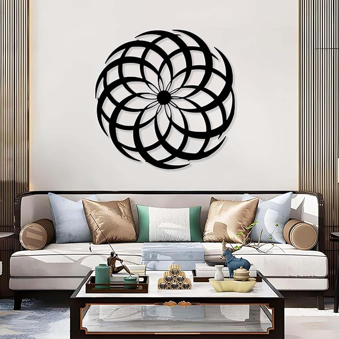 Metal Abstract Wall Art, Rustic Farmhouse Wall Decor, Boho Wall Decor, Vintage Wall Decor, Abstract Wall Decor, Metal Minimalist Wall Art, Wall Decor for Bedroom (Black, 30"×30" | 76×76cm)