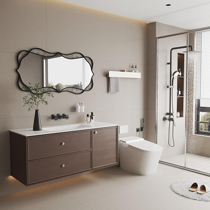 Bathroom Black Wall Mirror: 24"x48" Modern Large Mirror for Wall - Vertical or Horizontal Hanging - Home Decor for Living Room/Entryway/Fireplace/Hallway