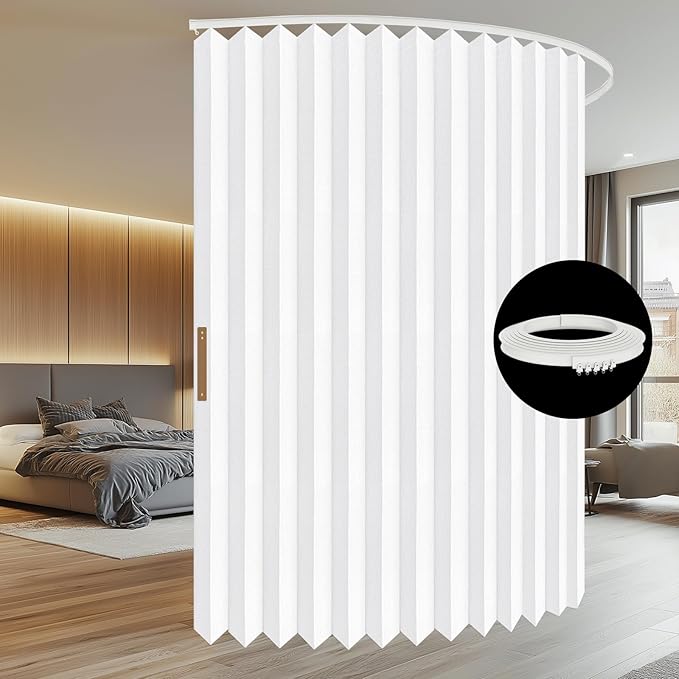 100% Blackout Room Divider Curtains Screen Partitions, Blackout Sound Reducing Divider Room Panel for Doorway Glass Window Sliding Door Patio(White, W180 x L84, 1 Pack)