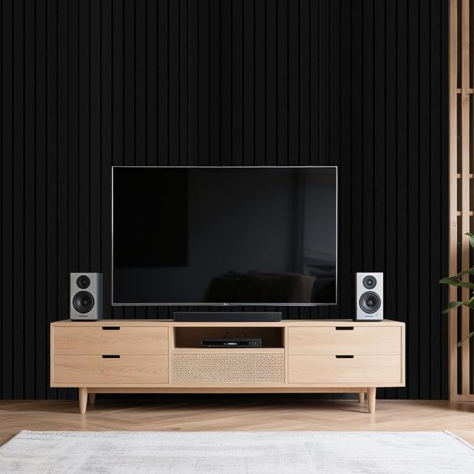 4-Pack Acoustic Foam Panels, 48" x 24" x 2" High-Density Soundproof Foam Wall Panels for Wall, Ceiling, Noise Dampening Panels for Office, Studio and Home (Black 4 Pack, 48X24X2 Inch)