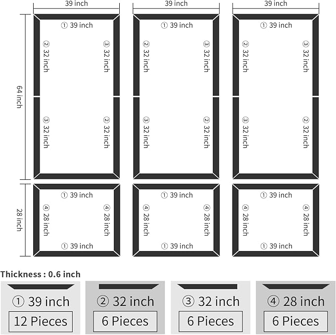 Art3dwallpanels Pre-Cut Wall Molding Set of 6 pcs, Ready-to-Assemble Wainscoting Panels for Interior Wall Décor Living Room Bedroom Accent Wall - Installed with Glue, 3 Top 3 Bottom