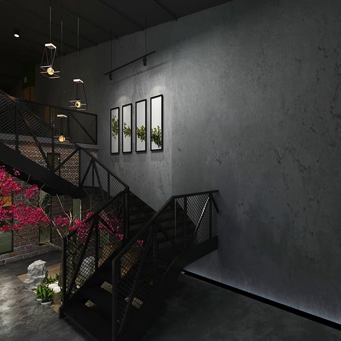 31"×354" Darker Grey Black Wide Concrete Wallpaper Peel and Stick Extra Thick 3D Dark Gray Faux Contact Paper Textured Stained Vinyl Wrap Matte Wall Sticker for Walls Bedroom Basement Bathroom