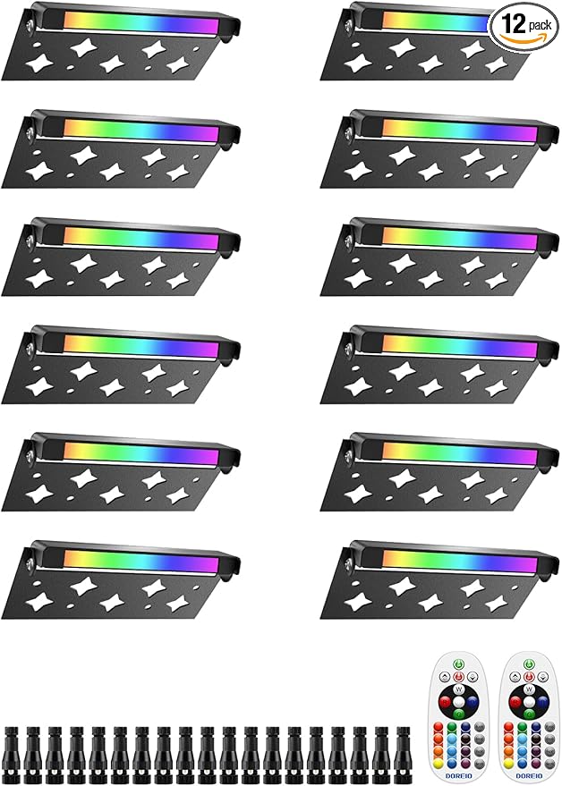 5W RGB Retaining Wall Lights 7 inch LED Hardscape Lighting Color Changing Low Voltage Landscape Paver Lights 12V Step Lights Outdoor Waterproof Stair Deck Lighting (12 Pack+Connectors)