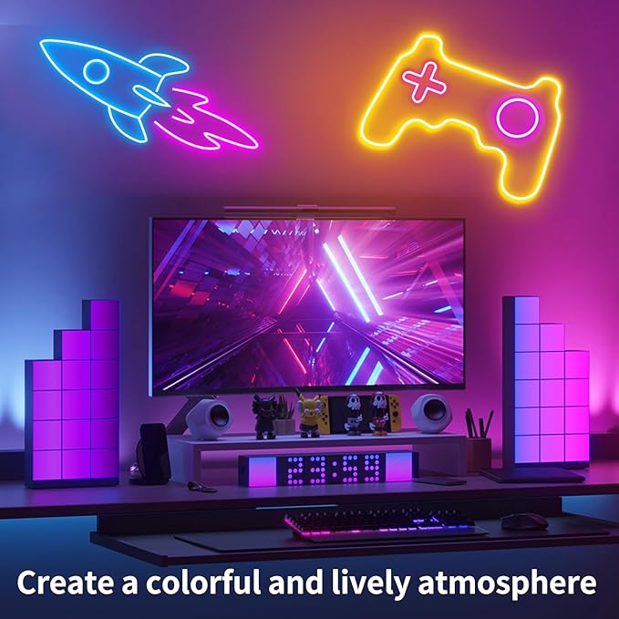 16.4FT Neon Rope Light,Flexible Led Rope Lights Control with App/Remote,Multiple Mode Rope Lights,IP65 Outdoor RGB Led Neon Lights Waterproof,Music Sync Gaming Led Neon Light Strip for Bedroom