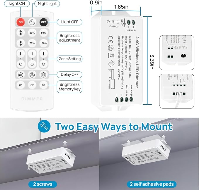 Litever Under Cabinet Lighting Kit. Slim. Super Bright. 21W. Dimmable. Remote with Synchronous Control. Perfect for Kitchen Under Cabinets, Over Counter, Display Lights, Shelf Light. Cool White 4000K.