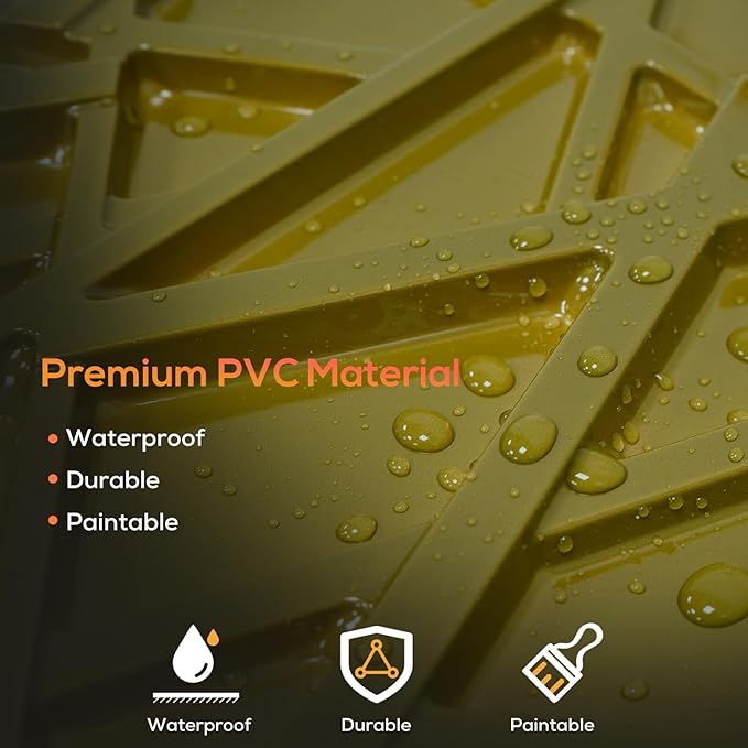 3D Wall Panels for Interior Wall Decor, 11.8''x11.8'' 33 Pack Accent Textured Wall Panels for Living Room, Gaming Room, TV Background, Cover 32 Sq.Ft (Brushed Gold)