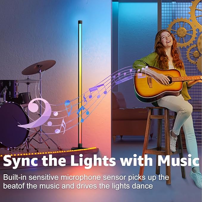 63″H RGB Floor Lamp, LED Corner Lamp,16 Million DIY Colors, 68+ Scenes, Music Sync, App & Remote Control (2 Pack)