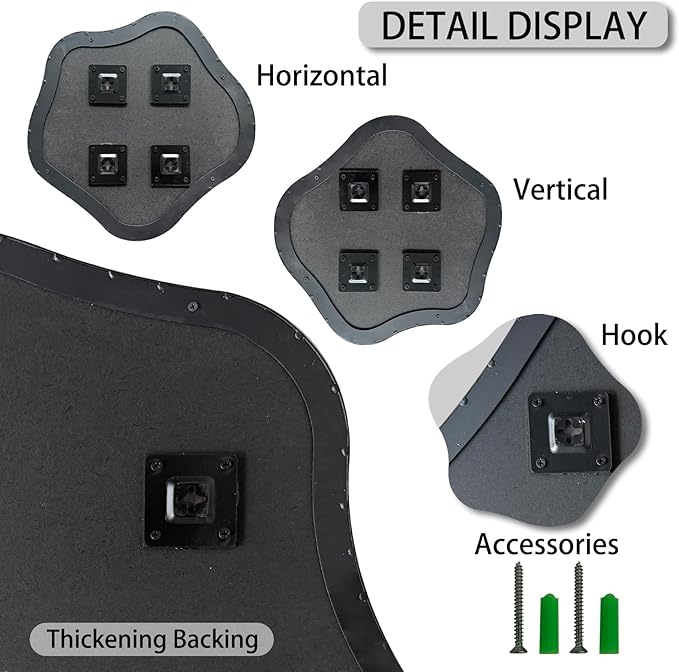 Large Scalloped Mirror, 35" Irregular Shaped Mirror, Asymmetrical Wall Mirrors Decorative, Modern Wavy Round Mirrors for Living Room Bathroom Bedroom Hallway Entryway Fireplace