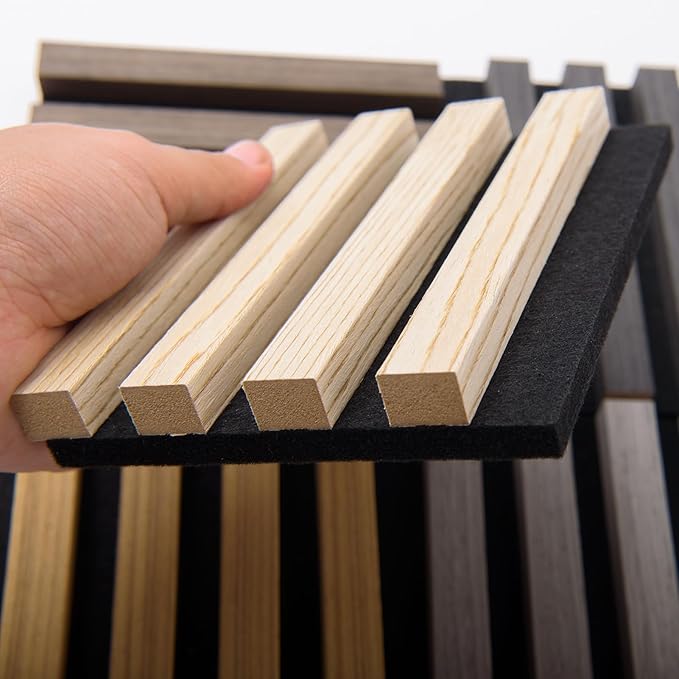 Art3d 5-Pack Sample Acoustic Wood Panels for Wall, Soundproof Wood Slat Panel for Wall and Ceiling - 5 Colors, 6" x 4.7"