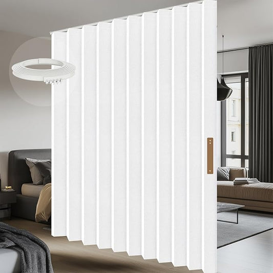 AJAZZ 100% Blackout Room Divider Curtains Screen Partitions, Blackout Sound Reducing Divider Room Panel for Doorway Glass Window Sliding Door Patio(White, W100 x L84, 1 Pack)