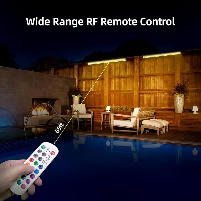 LED Wall Washer Light with RF Remote, 144W RGBW Color Changing Linear Bar Light, AC120V Waterproof RGB CCT Wall Washing Lamp for Outdoor and Indoor Lighting Projects, Plug & Play