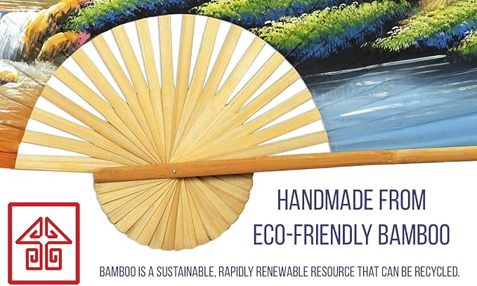 Oriental-Decor Tranquility Folding Wall Fan Hand-painted Wall Decor Art (40 inch wide)