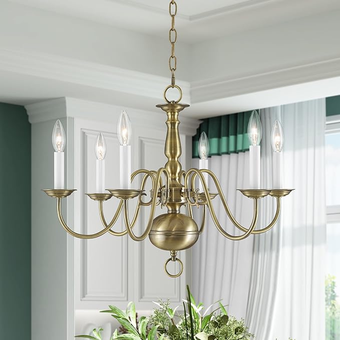 Livex Lighting 5006-01 Williamsburgh 6 Light Antique Brass Chandelier