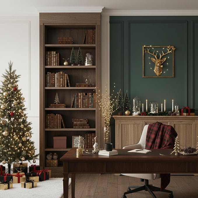 Newinhome Animal Heads Wall Decor (Includes Metal Frame) Resin Animals Sculptures Head Wall Hanging Decoration Gold vintage Wall Sculpture for Living Room Bedroom Office(Deer)