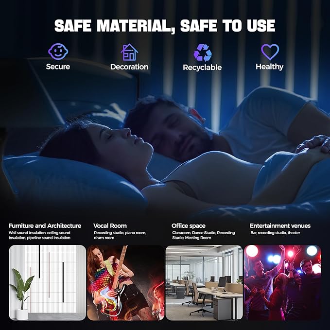 10Pack Large Self-Adhesive Soundproof Wall Panels, 15.7 x 15.7 x 0.4in Sound Proof Foam Panels for Walls, 0.9lb/ft³ High Density,Acoustic Panels, Sound Dampening Panels White