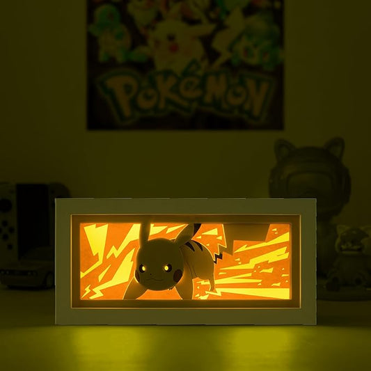 Anime LED Light Box, Manga Shadow Box Frame, Paper Cut, Table Lamp for Anime Enthusiasts, RGB Multi Color, Night Light for Room Decor, Unique Desk Decor (Pikachu)