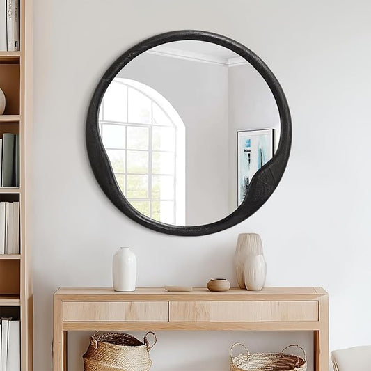 AOAOPQ Wall Mirror Modern Decorative Mirror Hanging Round Style for Bedroom Entryway Living Room and More 24-Inch Black