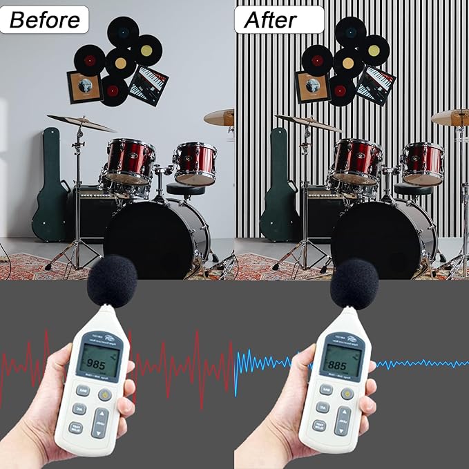 NeatiEase Wood Wall Panels, 9 Feet Acoustic Slat Wall Panels for Interior Wall Decor and Noise Reduction, Decorative Slat Wall Paneling, Gray Oak, 4-Piece