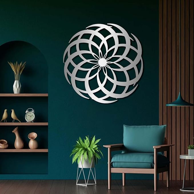 Metal Abstract Wall Art, Rustic Farmhouse Wall Decor, Boho Wall Decor, Vintage Wall Decor, Abstract Wall Decor, Metal Minimalist Wall Art, Wall Decor for Bedroom (Black, 35"×35" | 90×90cm)