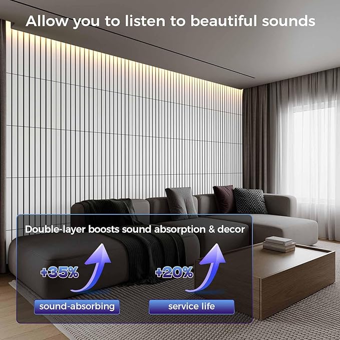 8 Pack 2-Layer Large Soundproof Wall Panels, 15.7 x 15.7 x 0.43 in Sound Proof Foam Panels for Walls, 0.9lb/ft³ High Density, 3D Acoustic Panels,Artistic Noise Dampening Panels White&Black