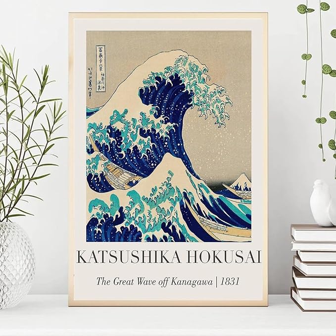 OZCONO Hokusai Great Wave Art Print, The Great Wave off Kanagawa 1831, Gallery Quality UV-Resistant, Unframed Japanese Wall Art (40L x 27W)
