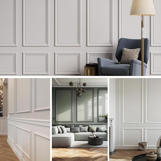 3 Set Peel and Stick Wall Molding Kit, Pre-Made Accent Molding, Premium Pre-Made Wainscoting Panels for Instant Accent Walls, Easy Install Wall Decor for Office Home Bedroom Living Room