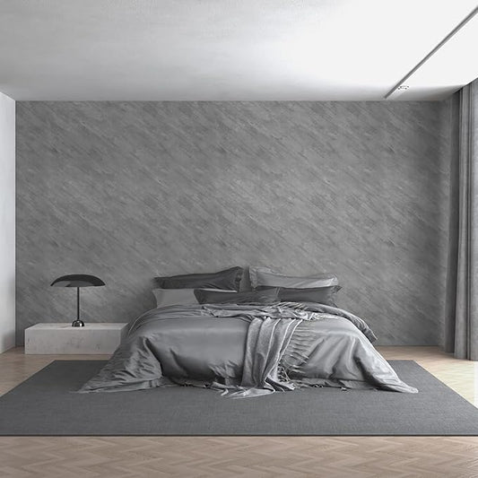 31"×157" Wide Thick Grey Concrete Wallpaper Peel and Stick Removable Gray Concrete Cement Contact Paper Vinyl Wrap Matte Textured Wall Sticker for Bedroom Bathroom Garage Coffee Room Walls