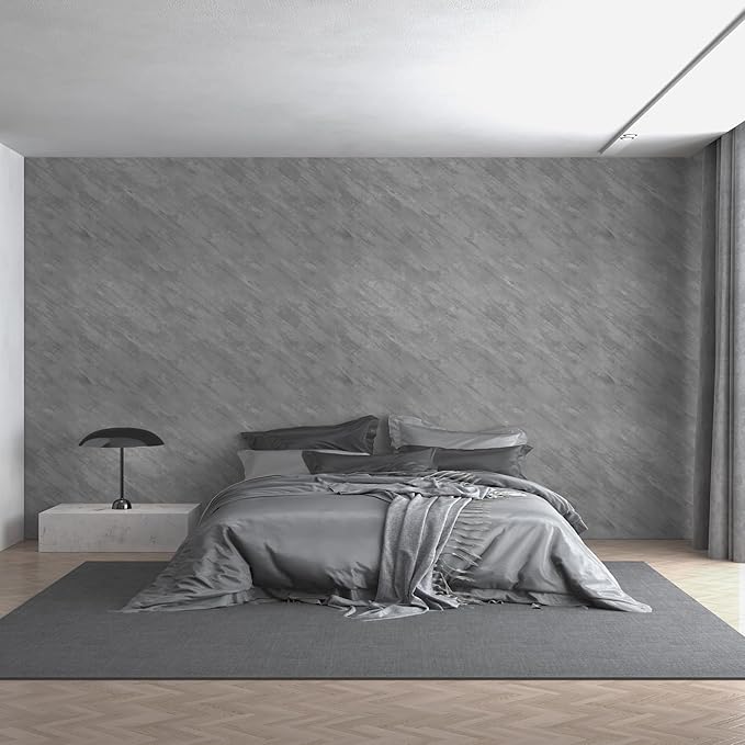 48"×354" Extra Wide Large Size Grey Concrete Cement Wallpaper Peel and Stick 3D Industrial Matte Textured Thick Waterproof Gray Concrete Contact Paper for Bedroom Bathroom Garage Walls