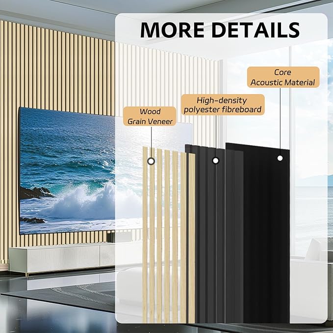 4 Pack Wood Panels for Wall, 47.2"×23.6" Wood Slat Acoustic Panels for Wall, Soundproof Panels, 3D Fluted Panels for Interior Decor (Oak)