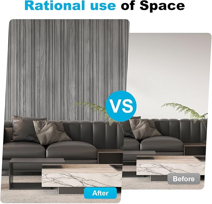 Art3d 4-Pack Glue-On Wall Panels, Wood Grain Texture Interior Wall Decor, 104"x12" Recycled Polystyrene Wainscoting Panels, Low Emission for Living Room Bedroom, Earth Grey Oak