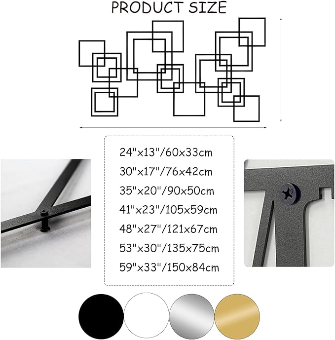 Metal Abstract and Geometric Wall Decor, Large Geometric Wall Art, Modern Luxury Style Metal Wall Art, Abstract Wall Decor, Minimalist Wall Hanging, Living Room Wall Hanging (Black, 41"x23"/105x59cm)