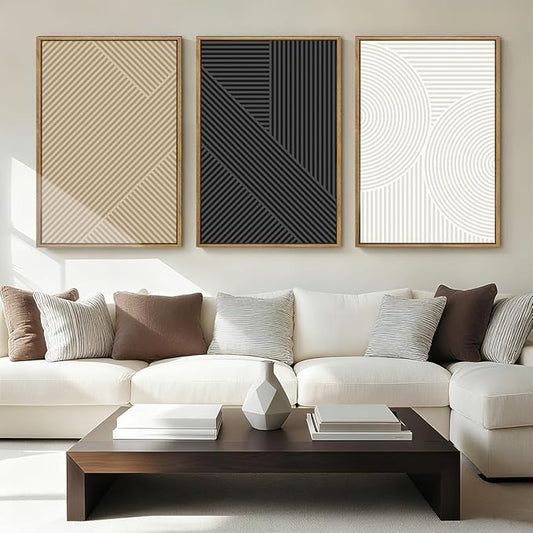 Anyzal Large Neutral Wall Art Modern Abstract Wall Decor Minimalist Boho Artwork 24x36 Inch Set of 3 for Living Room Bedroom Dining Room