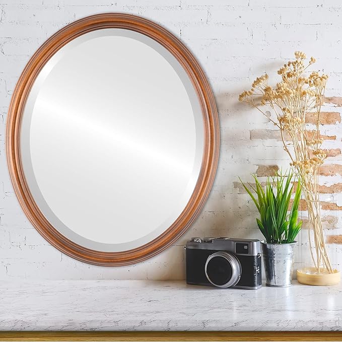 OVALCREST Oval Beveled Wall Mirror for Home Decor - Saratoga Style - Sunset Gold - 20x26 Outside Dimensions