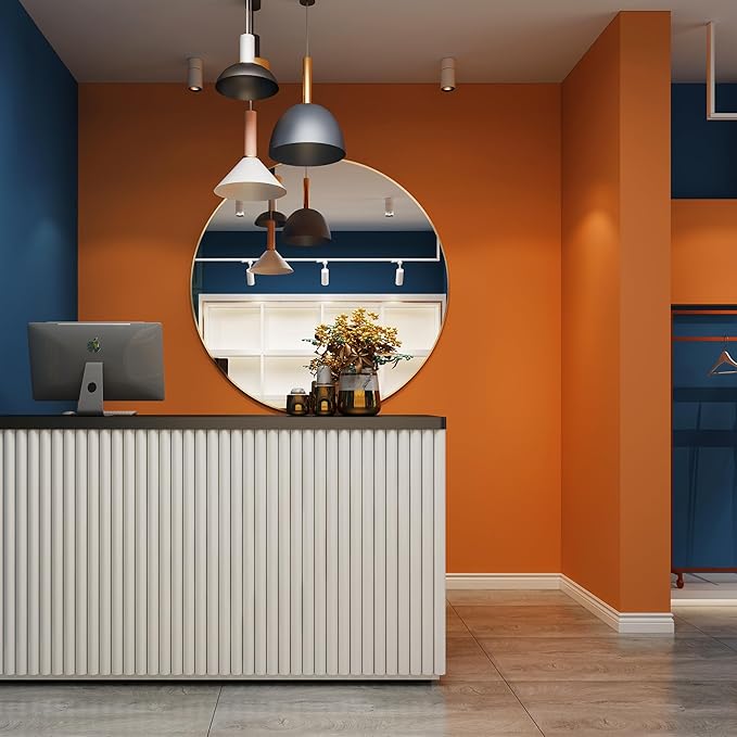 Orange Peel and Stick Bathroom Removable Wallpaper Thicken Vinyl Modern Matte Textured Solid Color Self-Adhesive Kids Wallpaper, Contact Paper for Bedroom Kitchen Cabinet (24"x393" Orange)