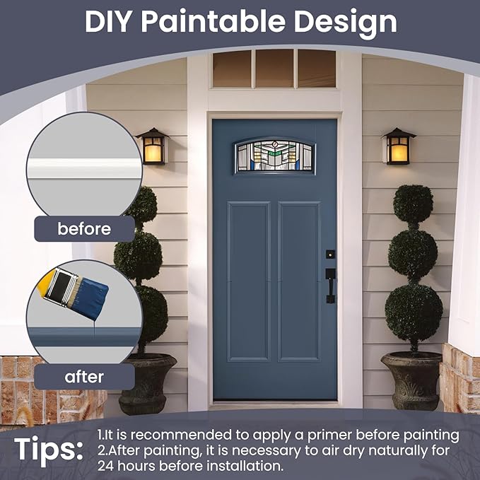 1 Set Peel and Stick Door Moulding Kit 3-Layer Premade Door Panels Molding Trim Self Adhesive 3D Trim for Mirror Window Frame Decor(Top 9"x34.6"*2, Bottom 9" X 25.4"*2)