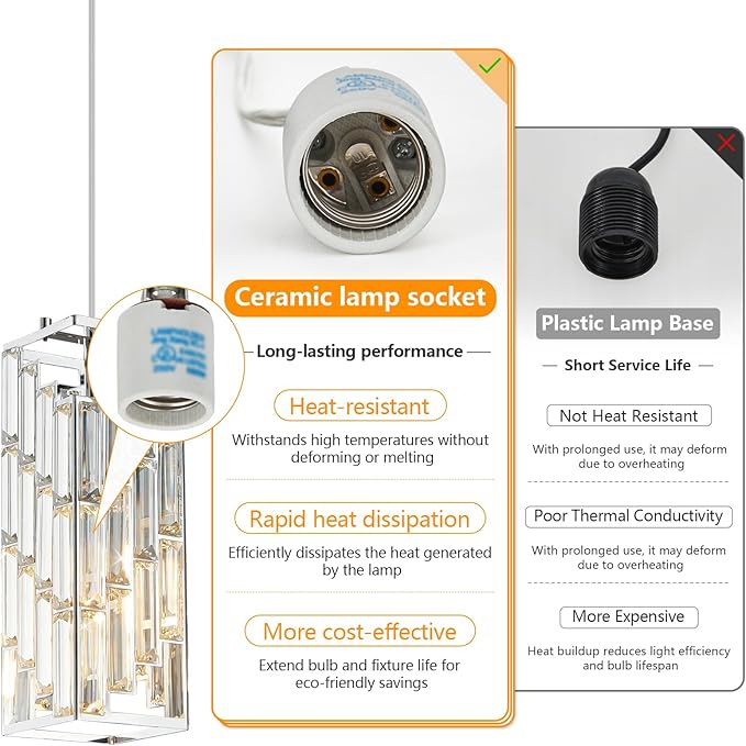 Chrome Pendant Lighting Modern Pendant Light, Mini Crystal Chandeliers,Adjustable Pendant Light Fixture for Kitchen Island Dinning Room Bedroom (2 Pack)