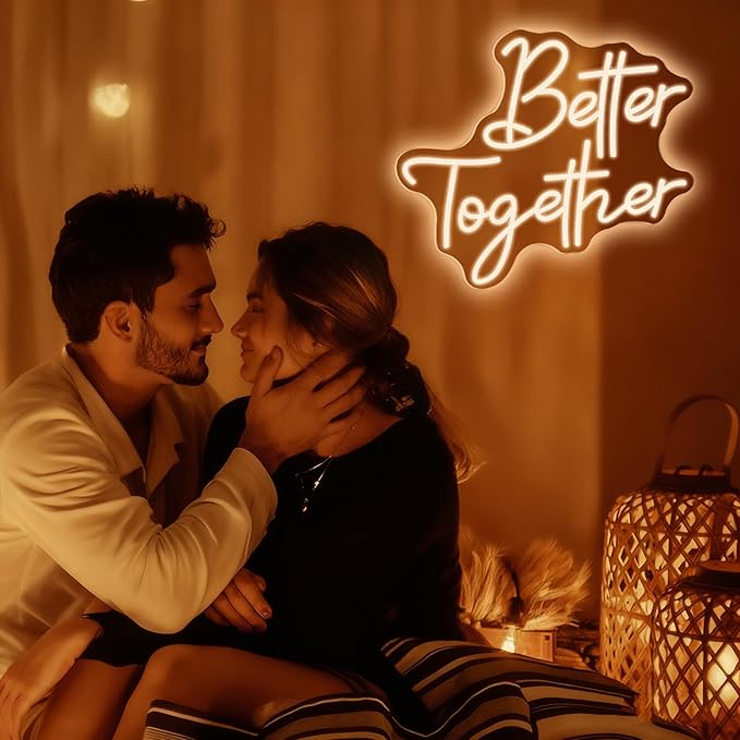 Better Together Neon Sign, Cool Dimmable Light Up USB Powered LED Engagement Wedding Celebration Neon Light Hanging for Wall Decor Bedroom Bar Club Valentine's Day Party Graduation Girs Gift (Better Together)