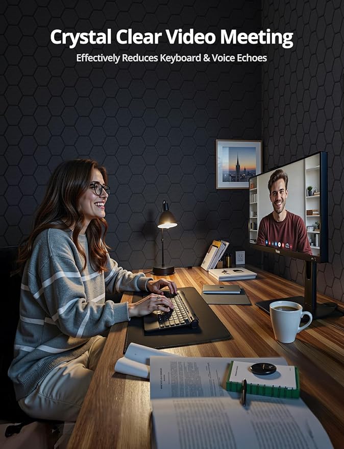 Acoustic Wall Panels Sound Absorbing, Honeycomb Self Adhesive Wall Tiles Panel, 12 Pack Decorative Hexagon Design for Studio, Home Office, Gaming Room, Acoustic Treatment, 12"x12"x0.4", Black