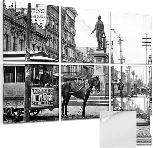 Acoustic Wall Panel 6 Pack, 23.6"x23.6"Decorative Art Soundproof Panel, Sound Absorb Self-Adhesive Panel, Acoustic Treatment for Studio, Home Theater, Office (Horsecar Opera 1890)