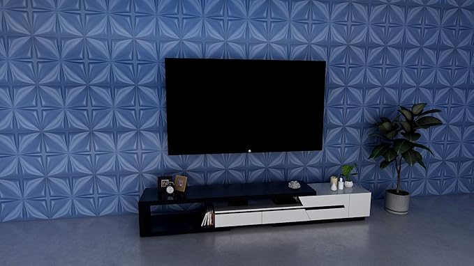 Art3d Navy Blue 3D Wall Panel PVC Flower Design Cover 3 Sq Meter, for Interior Wall Decor in Living Room, Bedroom, Lobby, Office, Shopping Mall