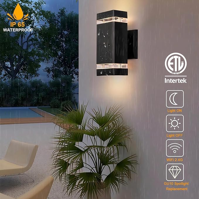 Mi.Light RF Remote Control RGB Colour Changing Lighting LED Double Up and Down Outdoor Wall Light,White Temperature 2700k- 6500k RGB+CCT Exterior Wall Lighting (3 Pack)